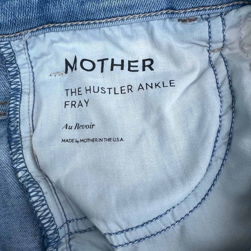 MOTHER The Hustler Ankle Fray Blue Cropped Jeans in Au Revoir Wash Size 26 - Picture 12 of 13